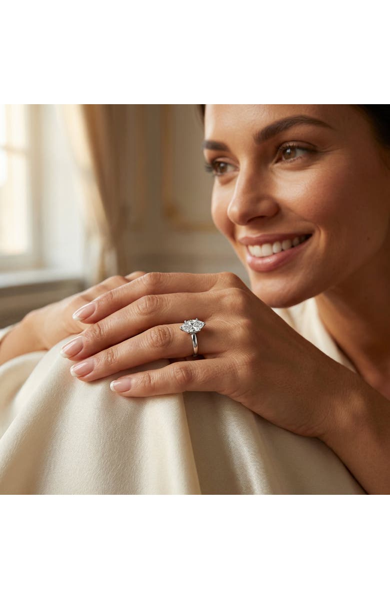 Bliss Diamond Certified 2Ct Marquise Cut Flat Cigar Band Engagement Ring 14k Gold Lab Grown, Alternate, color, 14K White Gold