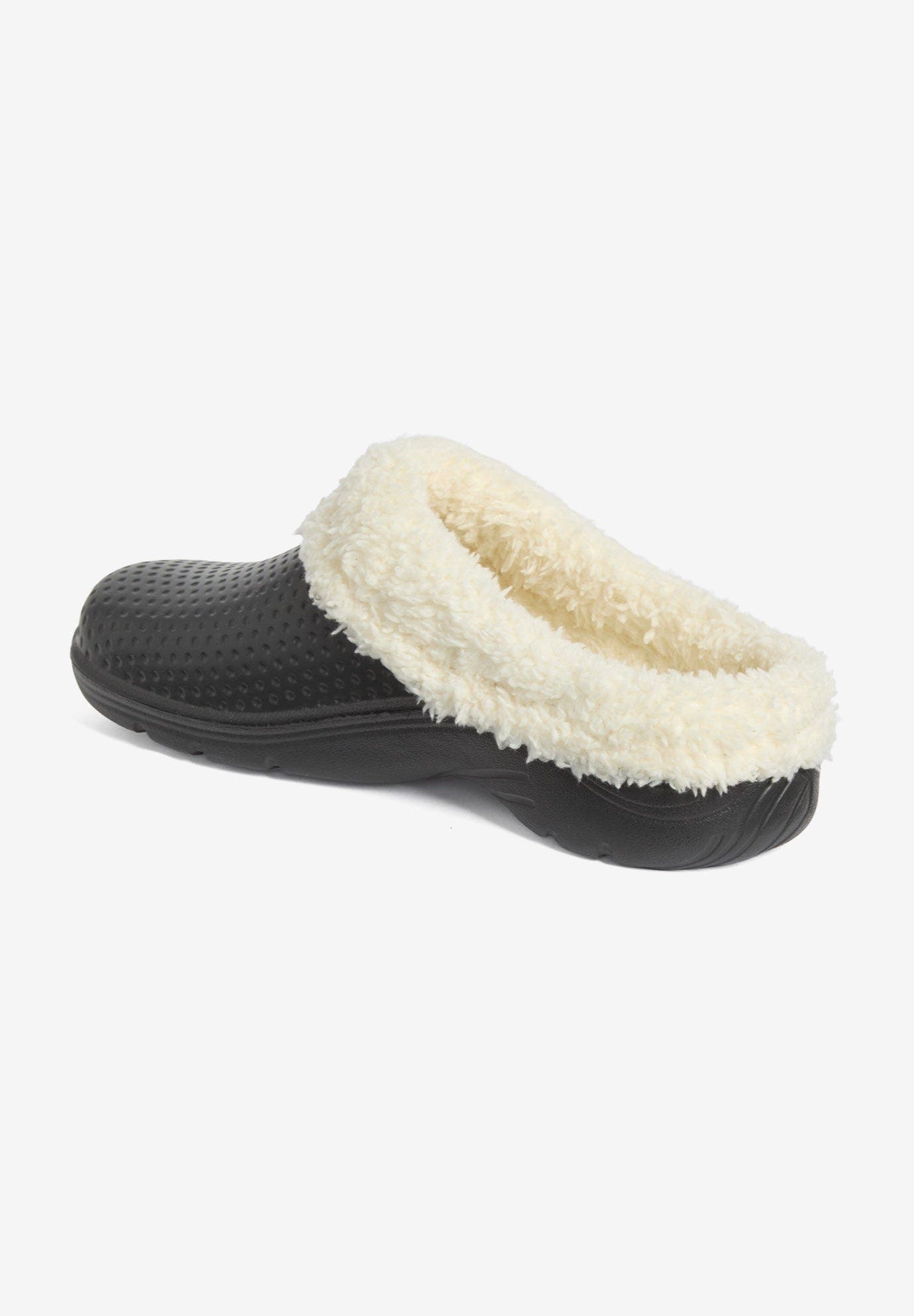 The Fur Lined Slip On Rubber Clog Mule, Alternate, color, BLACK