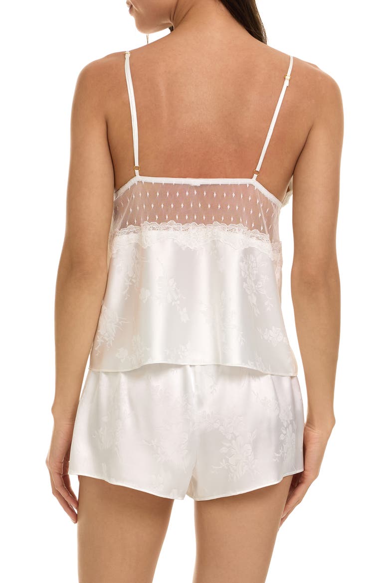 Kaiya Lace Trim Satin Short Pajamas, Alternate, color, IVORY