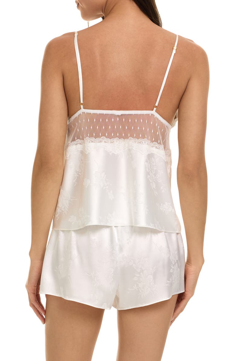 Flora Nikrooz Kaiya Lace Trim Satin Short Pajamas, Alternate, color, Ivory