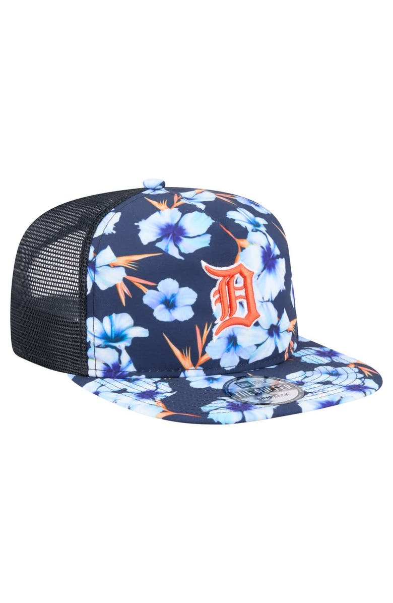New Era Men's New Era Navy Detroit Tigers Adventure Pattern Golfer Trucker Snapback Hat, Alternate, color, 