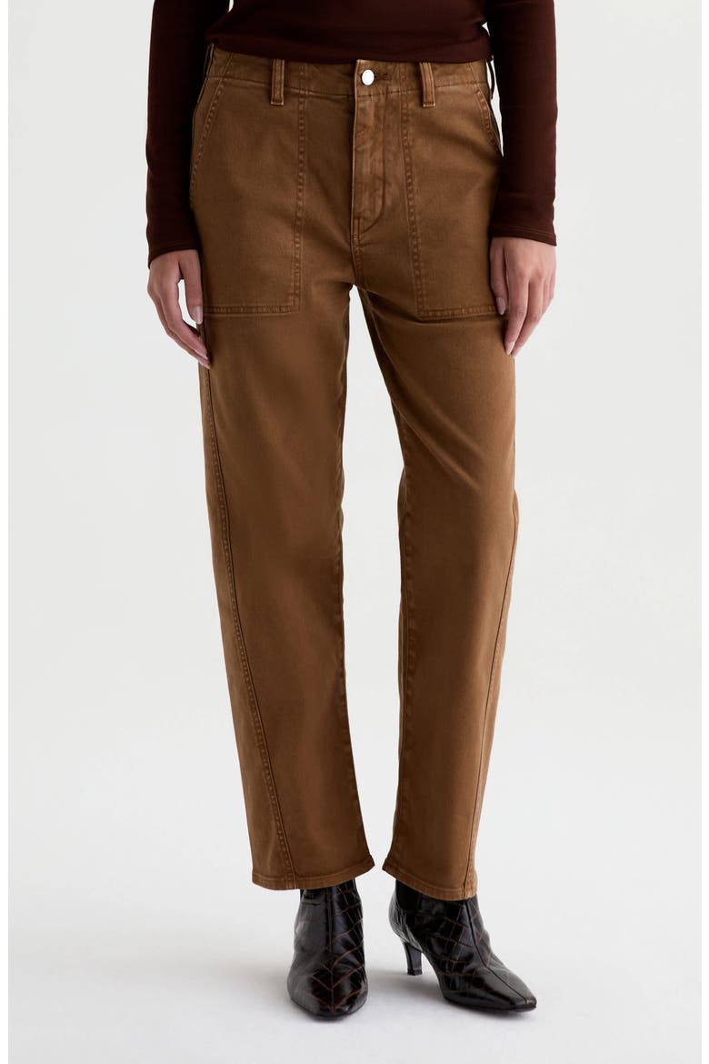 Analeigh High Waist Ankle Straight Leg Twill Pants, Main, color, SULFUR BRONZE