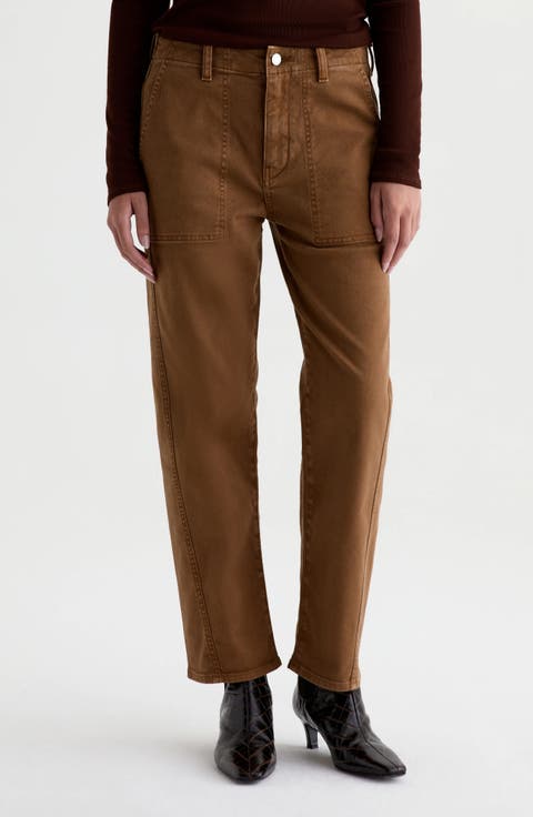 Analeigh High Waist Ankle Straight Leg Twill Pants