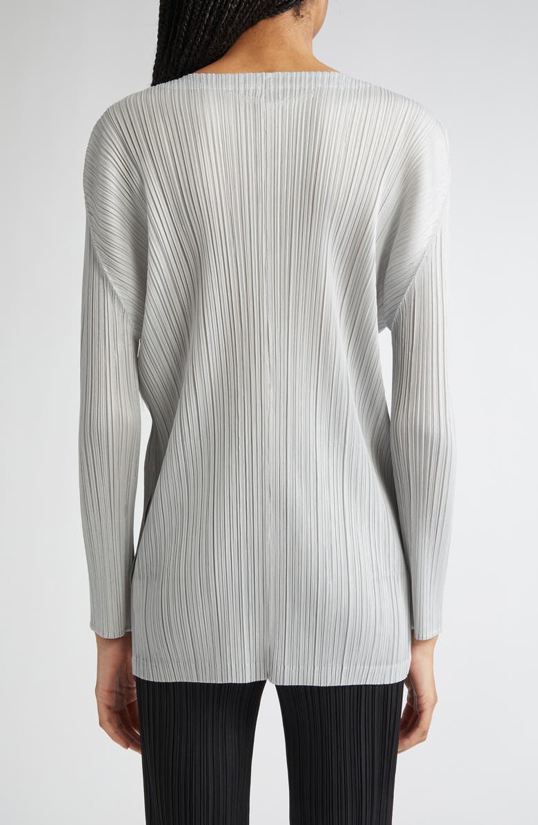 Pleats Please Issey Miyake Monthly Colors September Pleated Longline Zip Jacket, Alternate, color, Light Gray