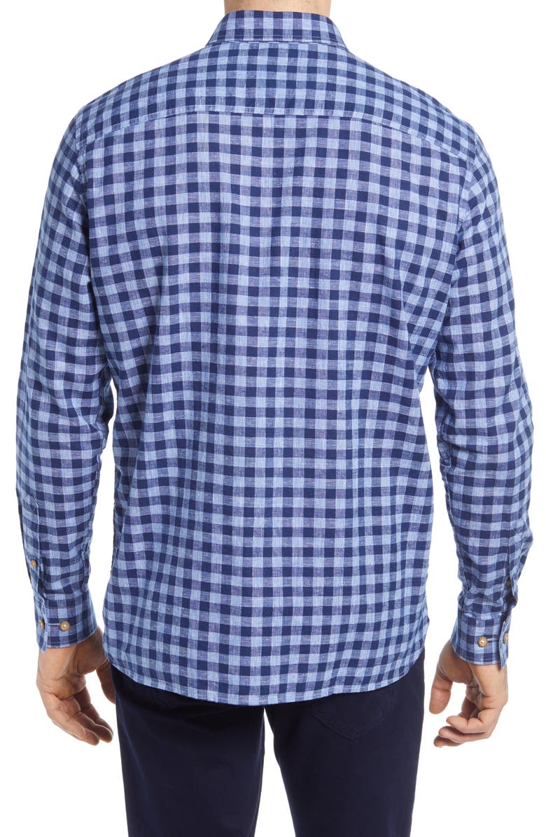 Johnston & Murphy Washed Linen & Cotton Button-Up Shirt, Alternate, color,