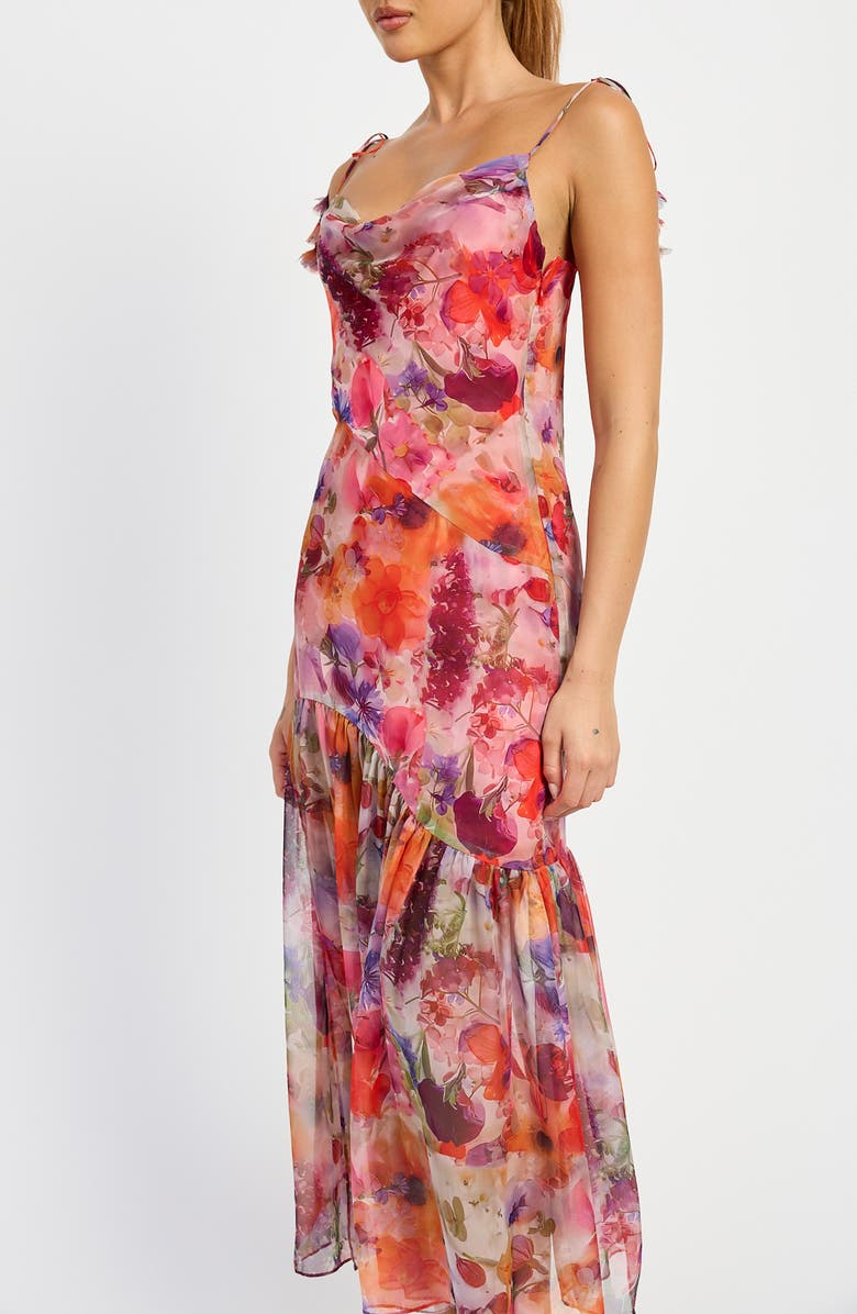 En Saison Magnolia Floral Print Tie Strap Maxi Dress, Alternate, color, 