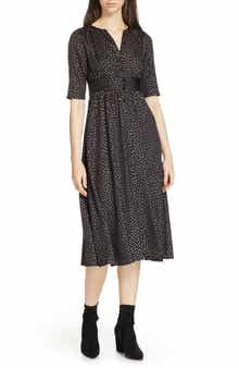 Gala Foil Print Midi Dress