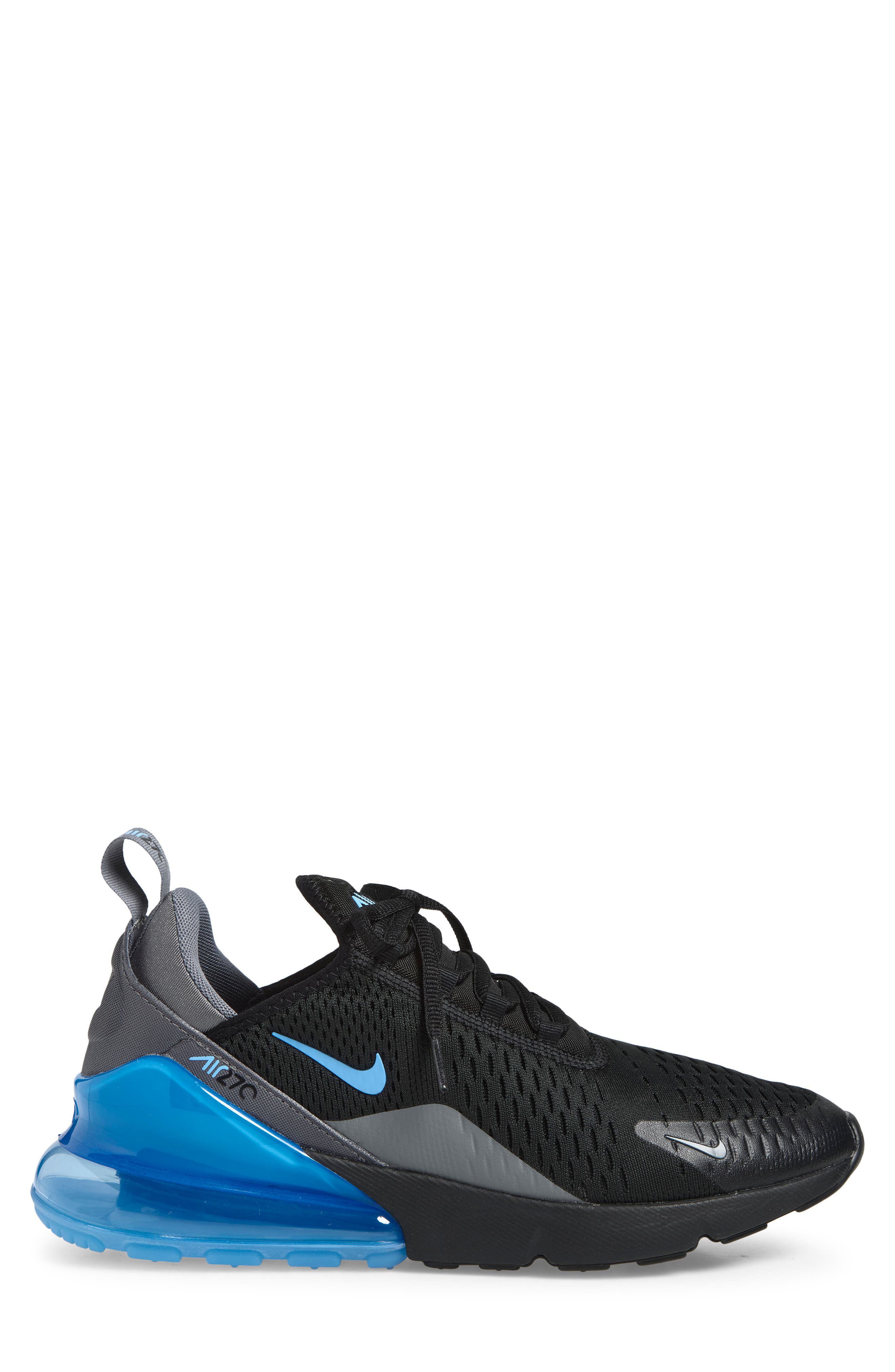 Air Max 270 Sneaker, Alternate, color, BLACK/ UNIVERSITY BLUE