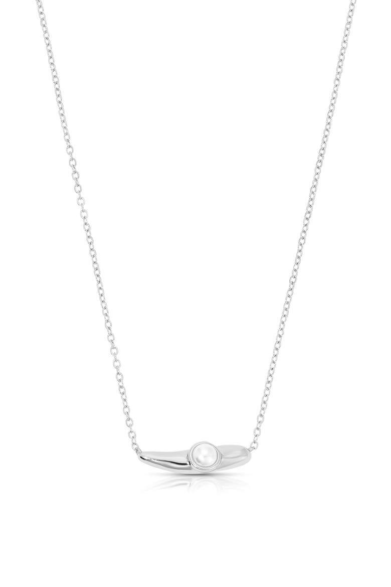 Liquid Faux Pearl Pendant Necklace, Alternate, color, SILVER