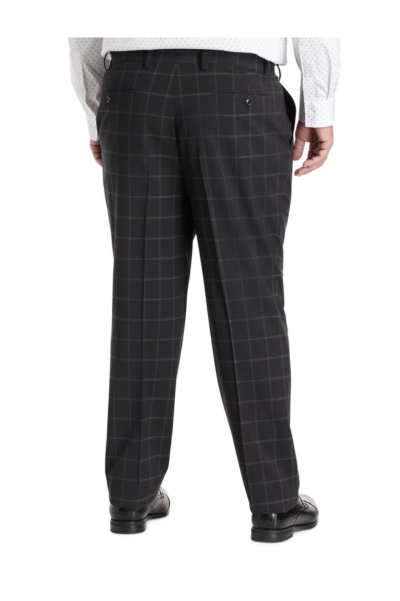 Big & Tall Windowpane Suit Pants, Alternate, color, BLACK