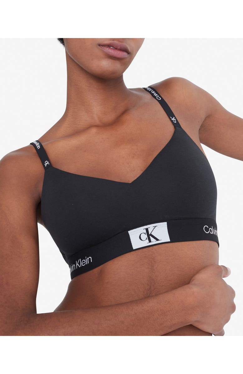 Calvin Klein 1996 Lightly Lined Stretch Cotton Bralette, Alternate, color,