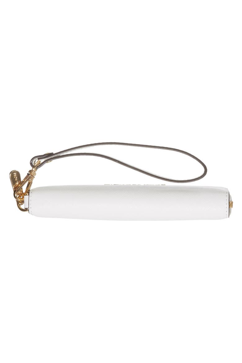 'Large Jet Set' Saffiano Leather Phone Wristlet, Alternate, color, OPTIC WHITE