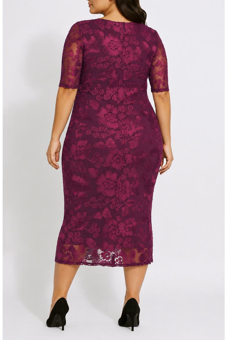Soutache Illusion Sleeve Midi Dress, Alternate, color, WINE