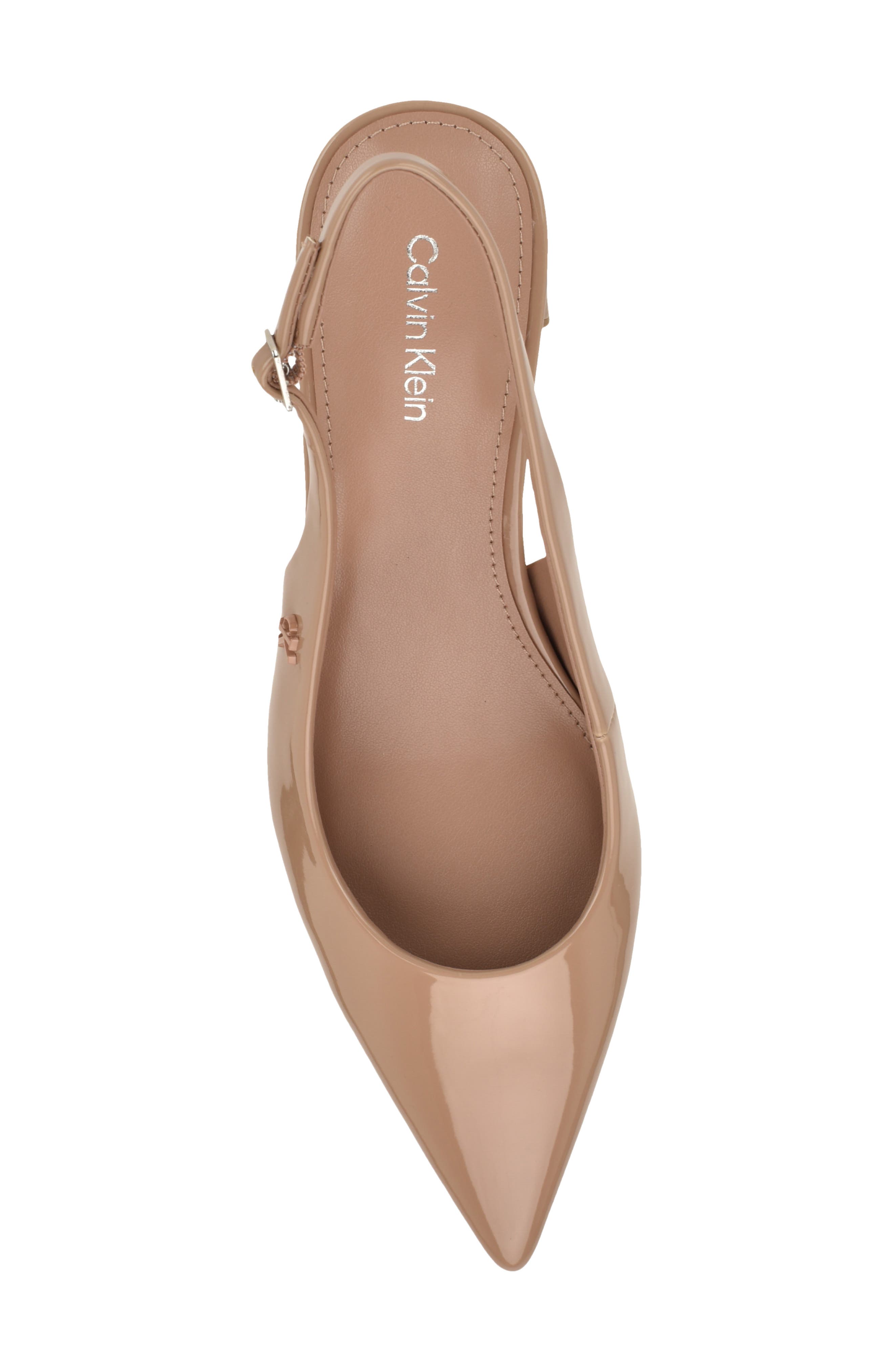 Calvin Klein Sarra Slingback Pointed Toe Pump, Alternate, color, Light Natural Patent