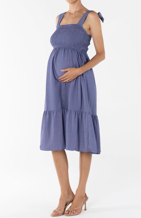Lily Maternity Summer Shirred Dress