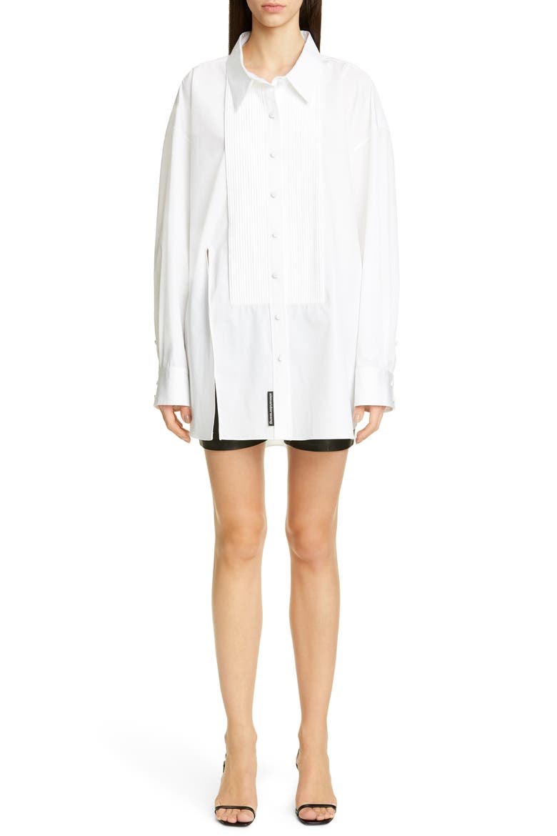 Oversize Tuxedo Shirt, Alternate, color, WHITE