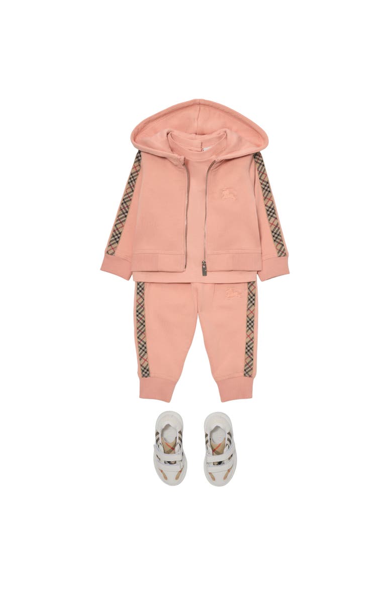 Check Trim Cotton Jogging Pants, Alternate, color, Slipper pink