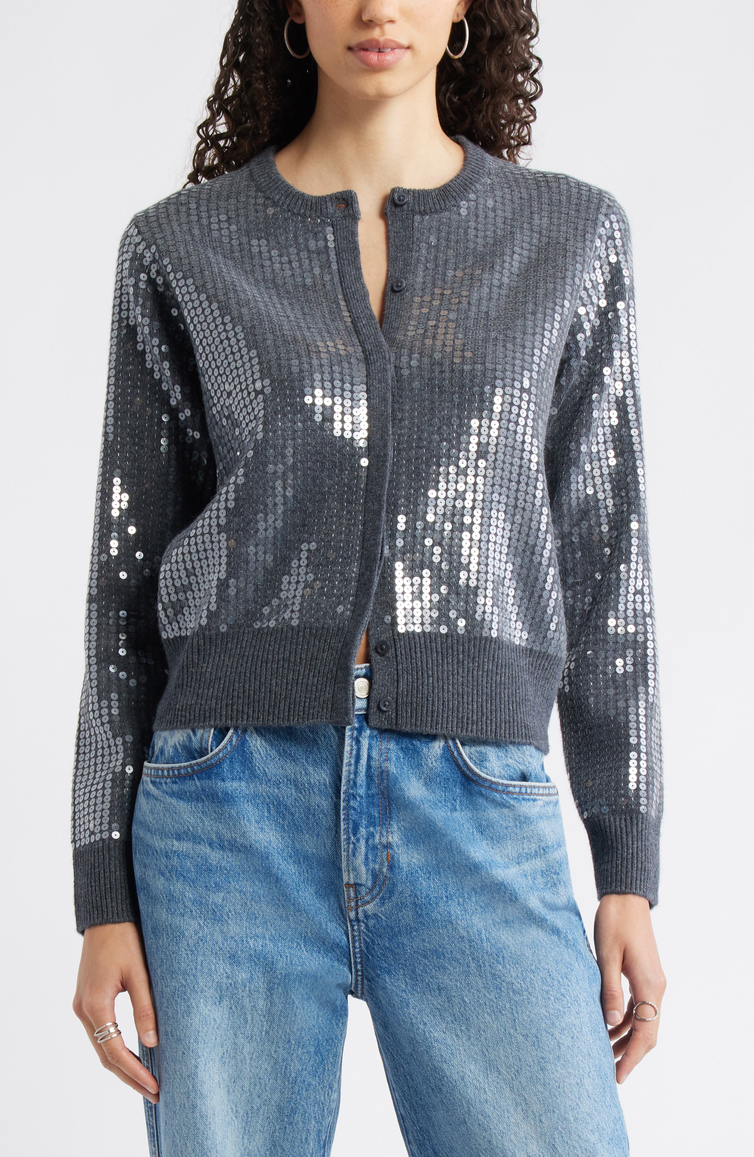 Nordstrom Sequin Wool & Cashmere Cardigan
