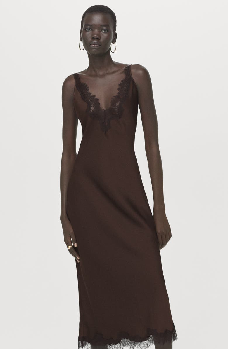 MANGO Satin Camisole Midi Dress, Alternate, color, 