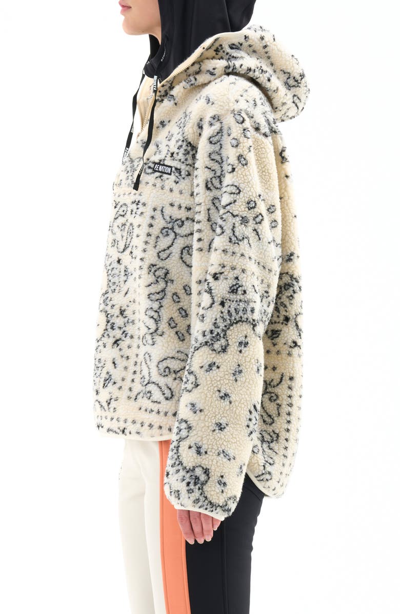 P.E Nation Andorra Bandana Print Textured Fleece Hoodie, Alternate, color, 