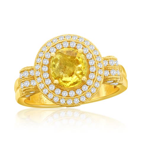 14K Yellow Gold 1.63ct Yellow Sapphire & 0.92cttw Diamond Ring