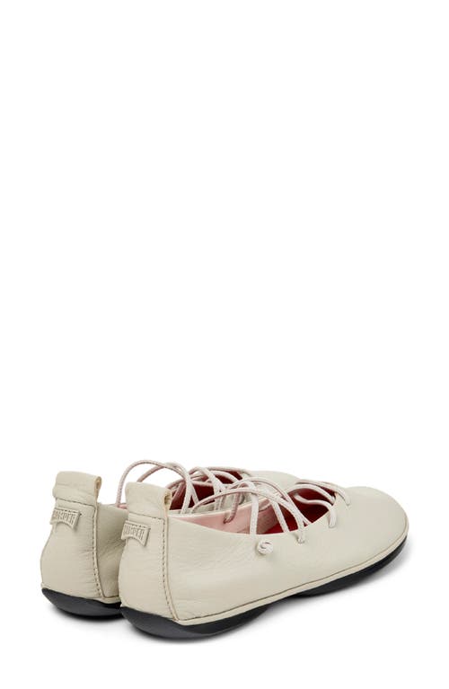 Camper Right Nina Lace-up Leather Ballet Flats In White
