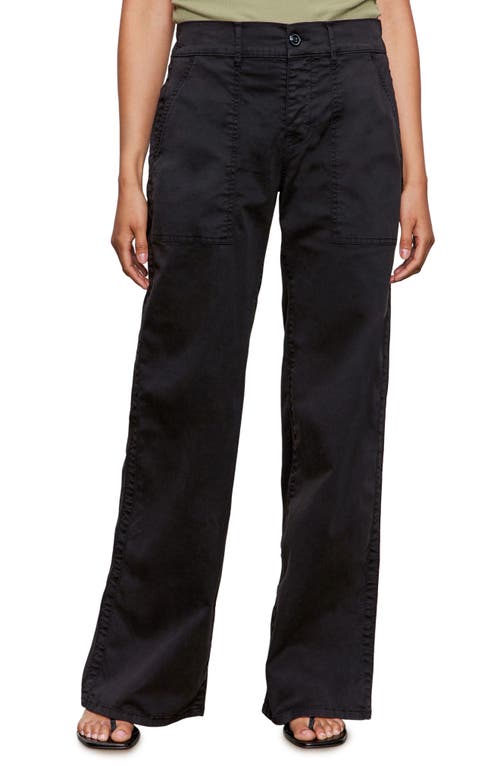Sanctuary Soft Marine High Waist Wide Leg Crop Cotton Pants In Black