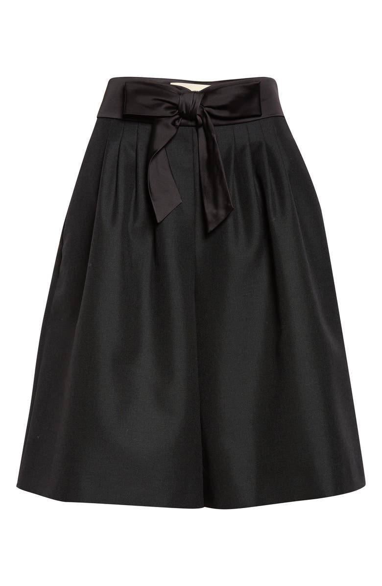 Valentino Bow Waist Wool & Mohair Bermuda Shorts, Main, color, Black