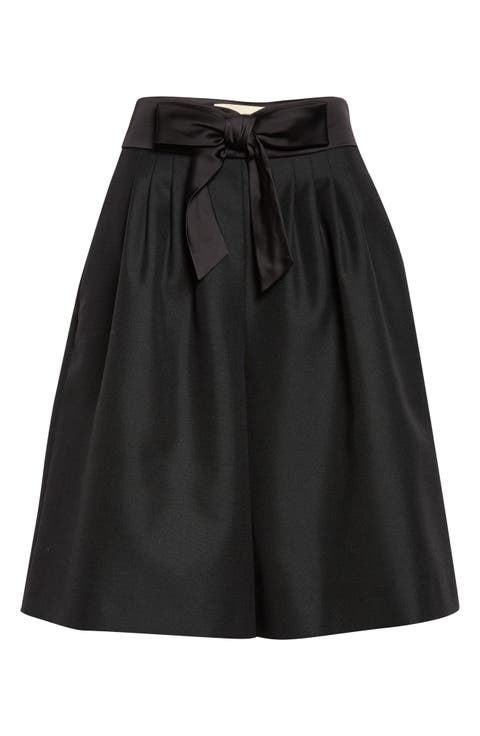 Bow Waist Wool & Mohair Bermuda Shorts