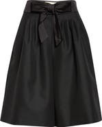 Valentino Bow Waist Wool 
Mohair Bermuda Shorts