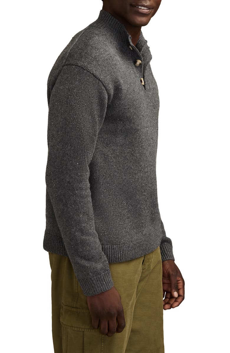 Lucky Brand Nep Half Button Sweater, Alternate, color, Charcoal Heather Grey