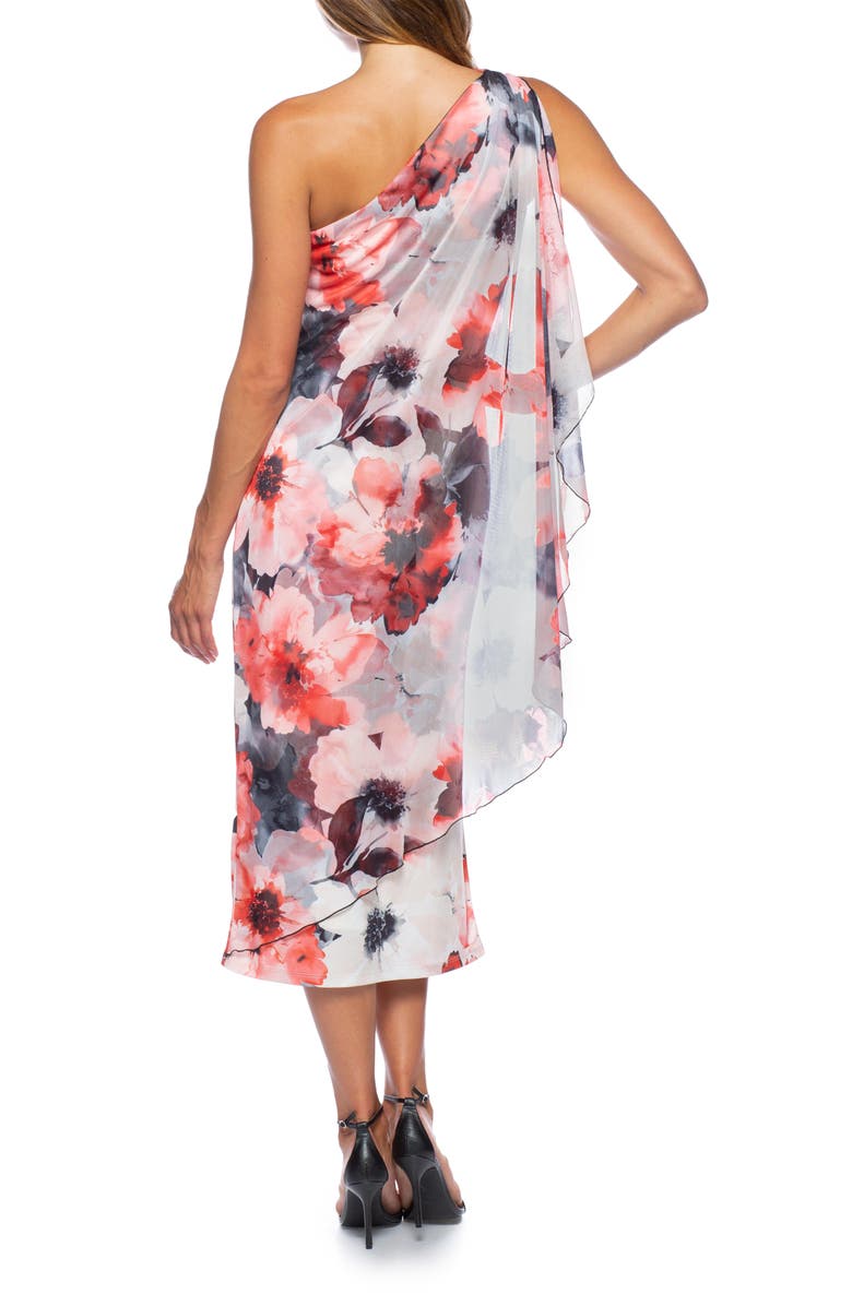 Unique Romantic Seaside One Shoulder Frill Detail Sleeve Layered Midi Dress