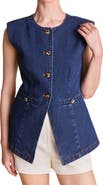 Endless Rose Button Cutaway Denim Vest