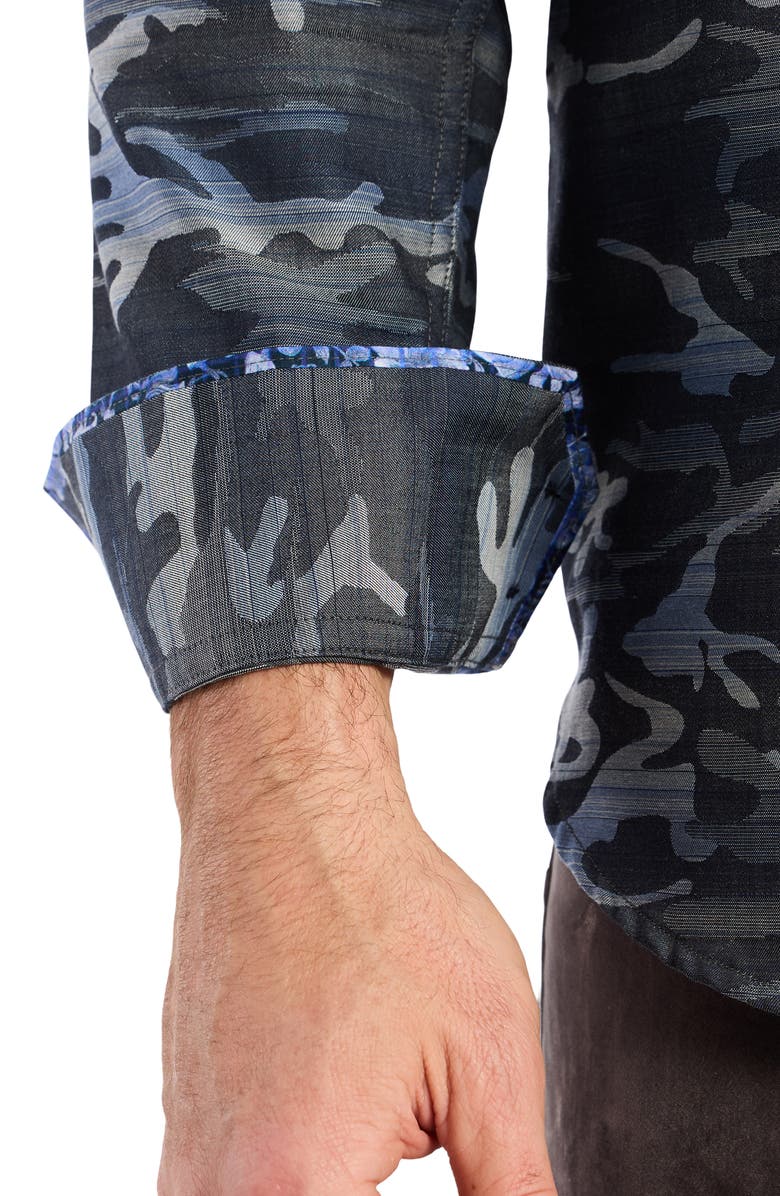 Robert Graham Harrington Camouflage Button-Up Shirt, Alternate, color, Navy
