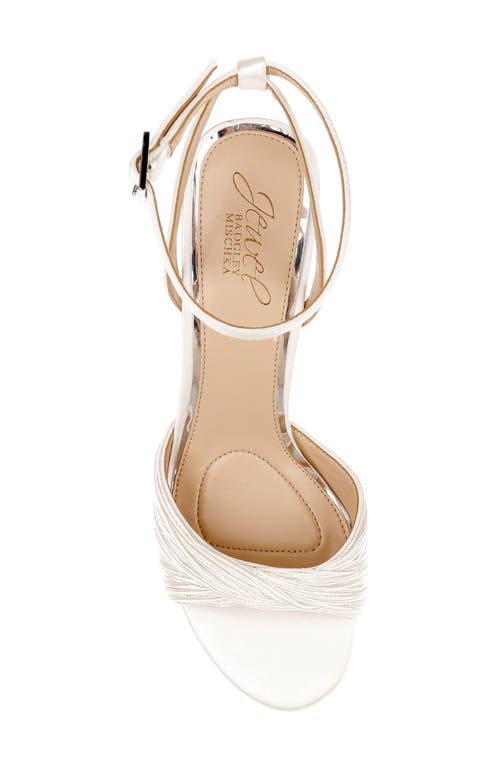 Jewel Badgley Mischka Nanette Braided Ankle Strap Sandal In Ivory Satin