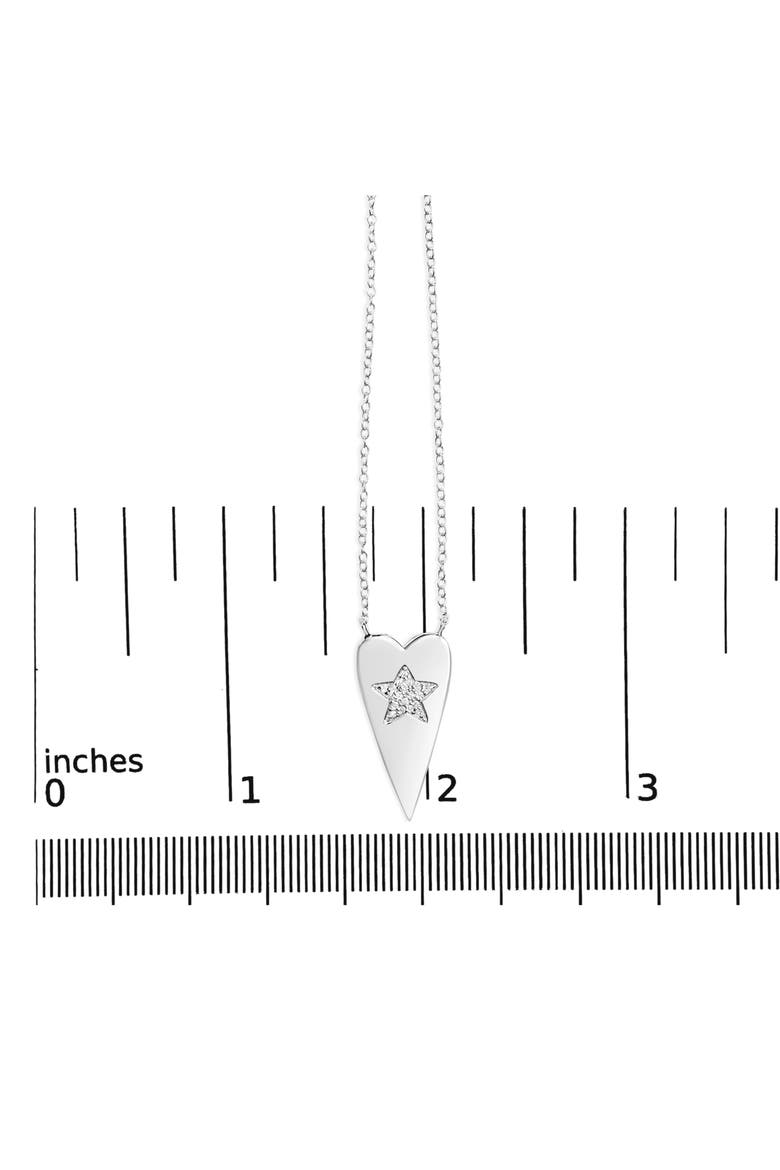 .925 Sterling Silver Diamond Heart with Star Pendant Necklace, Alternate, color, Silver