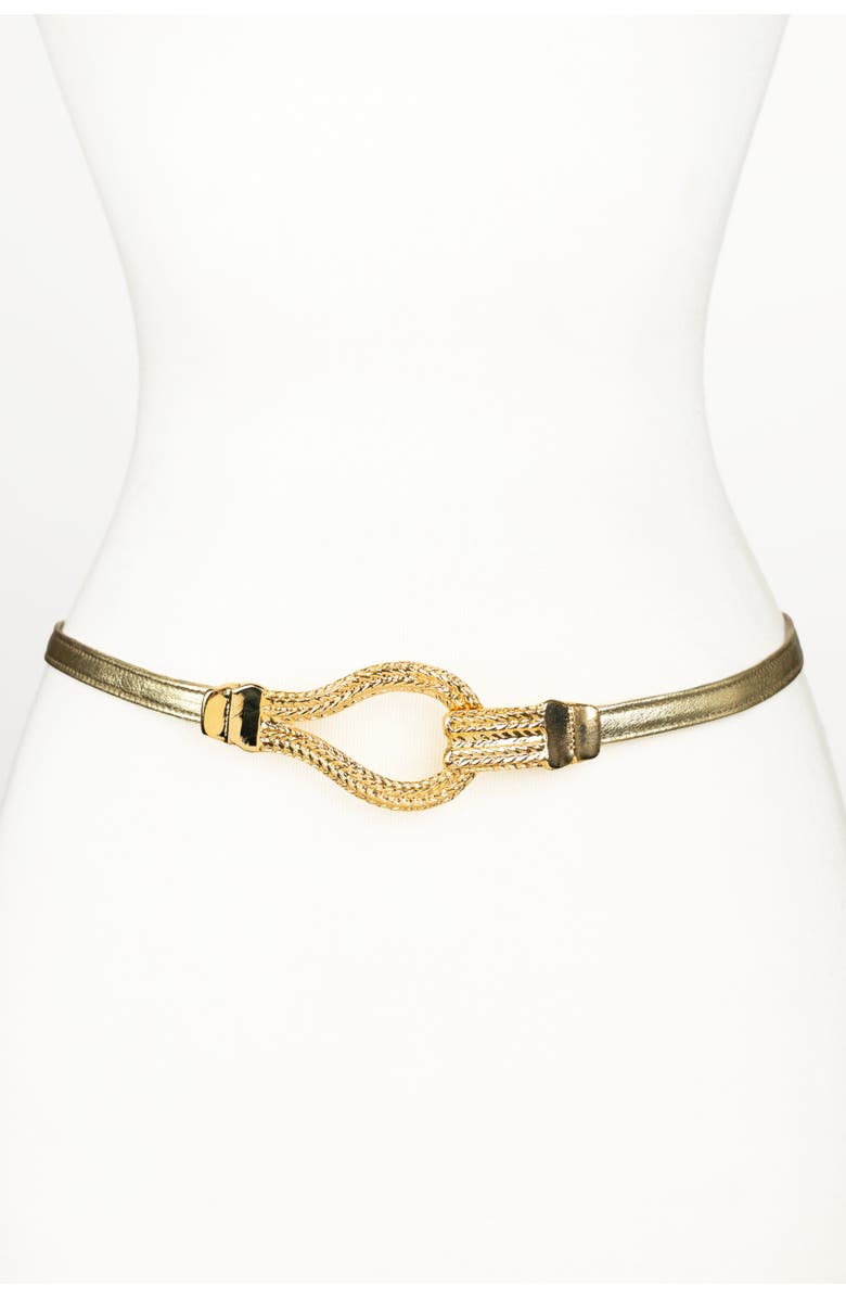 Raina Belts Christian Corset Leather Belt, Main, color, Gold