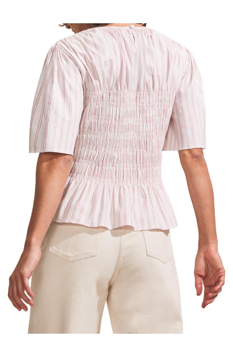Ro&Zo Stripe Shirred Top, Alternate, color,
