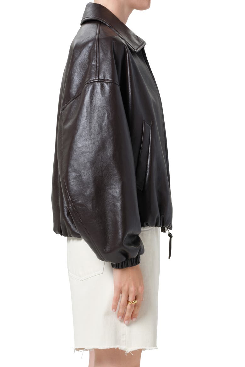 Bubble Hem Bomber Jacket, Alternate, color, CHOCOLATE DK BR