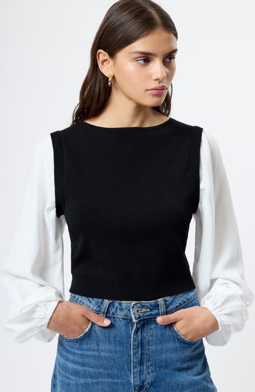 French Connection Maxime Layered Look Sweater Vest In Black
