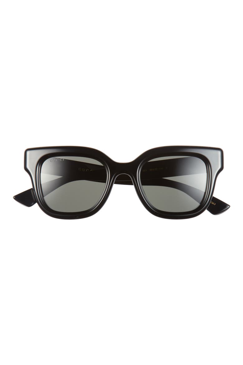 49mm Small Square Sunglasses, Main, color, BLACK