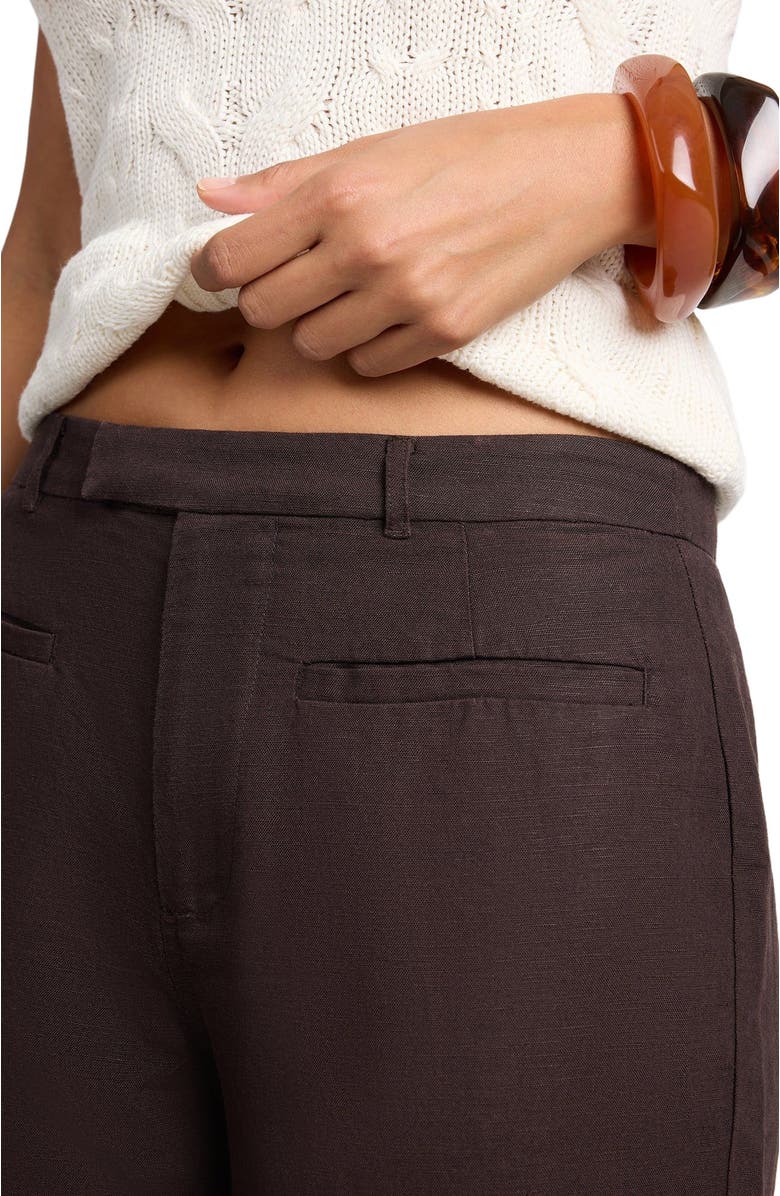Onia Air Linen Mid-Rise Pant, Alternate, color, Espresso