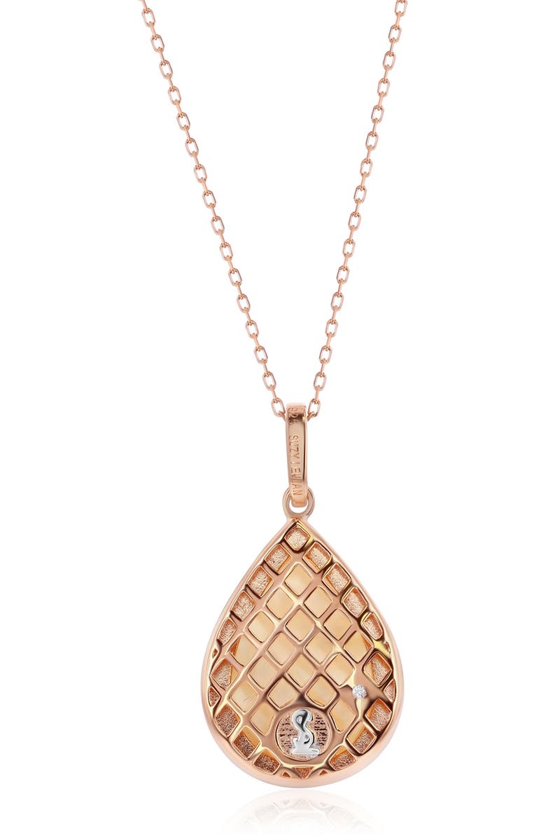 SUZY LEVIAN Cubic Zirconia & Mother-of-Pearl Teardrop Pendant Necklace, Alternate, color, Pink