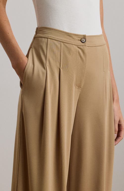 Shop Ralph Lauren Lauren  Jersey Wide Leg Pants In Classic Camel