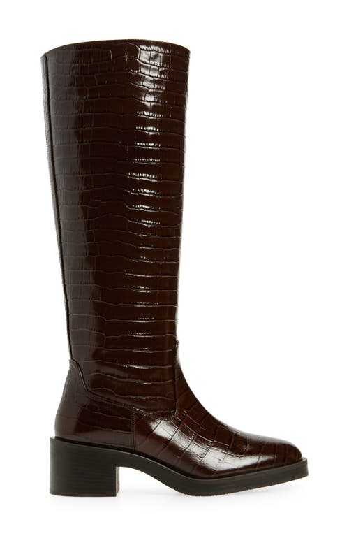 Stuart Weitzman Celia Riding Boot Knee-high In Walnut Dress Croc