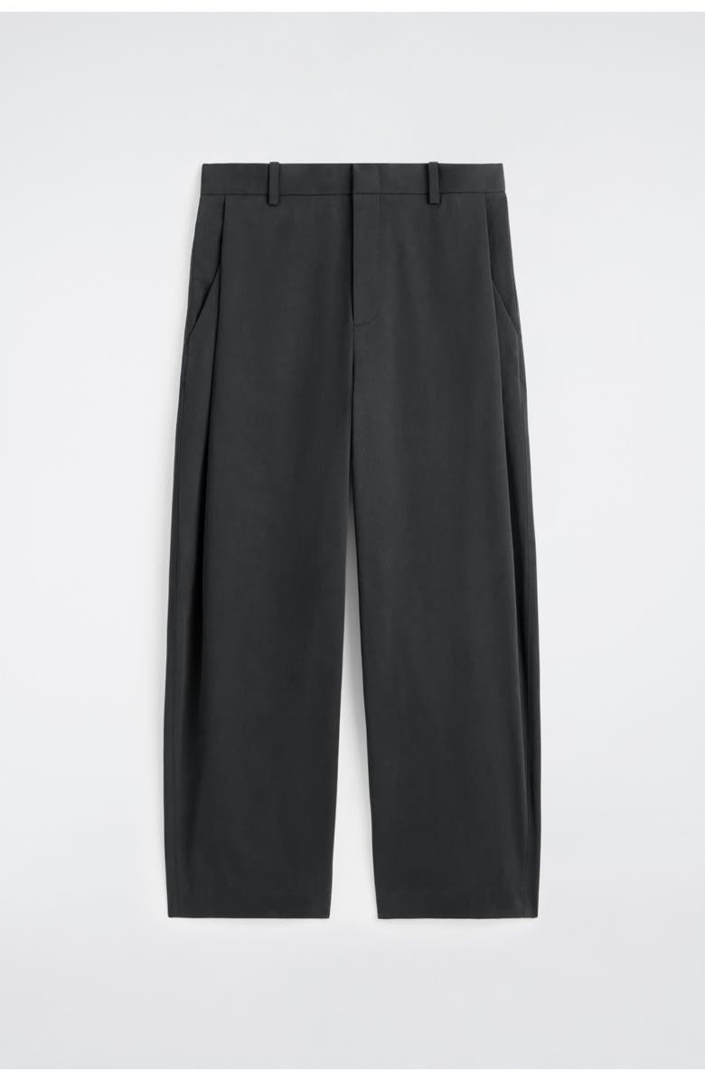 COS Wide-Leg Pleated Cotton Pants, Alternate, color, Black