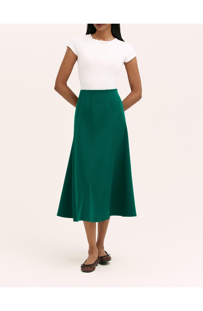Finery London Mae Ponte Jersey Midi Skirt, Alternate, color, Bottle Green