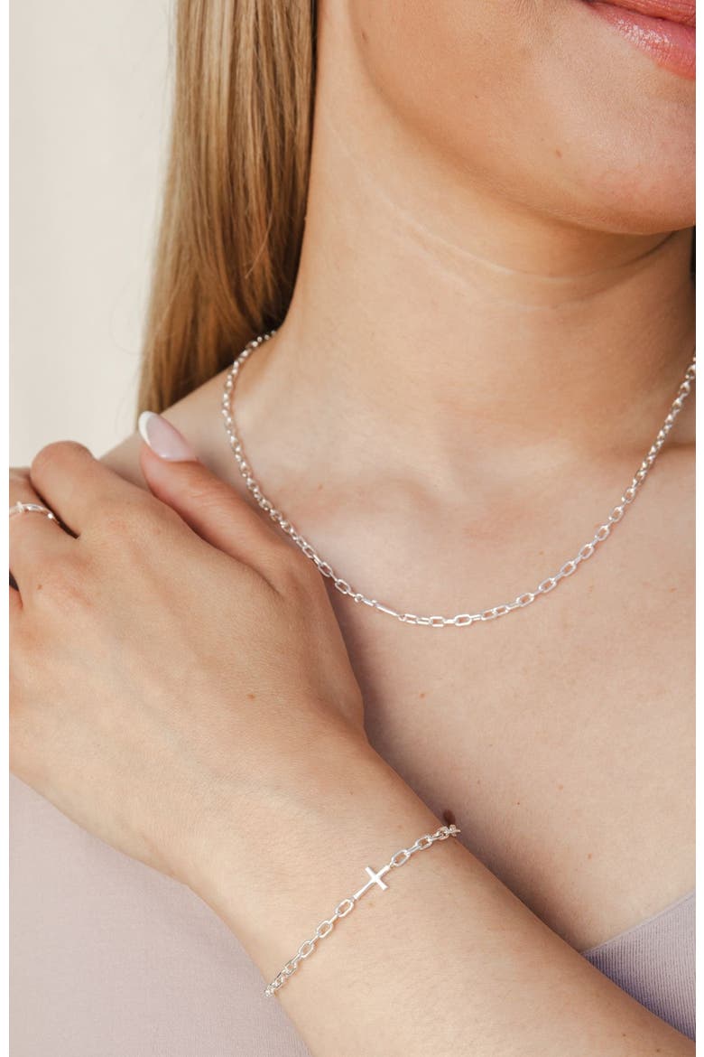Mini Chain Breaker Cross Bracelet, Alternate, color, Sterling Silver