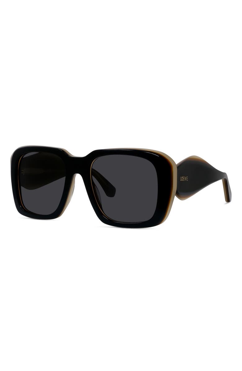 Loewe Signature 53mm Square Sunglasses, Alternate, color, Shiny Black / Smoke