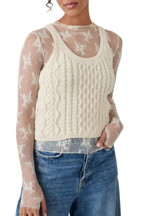 High Tide Cable Stitch Cotton Sweater Tank